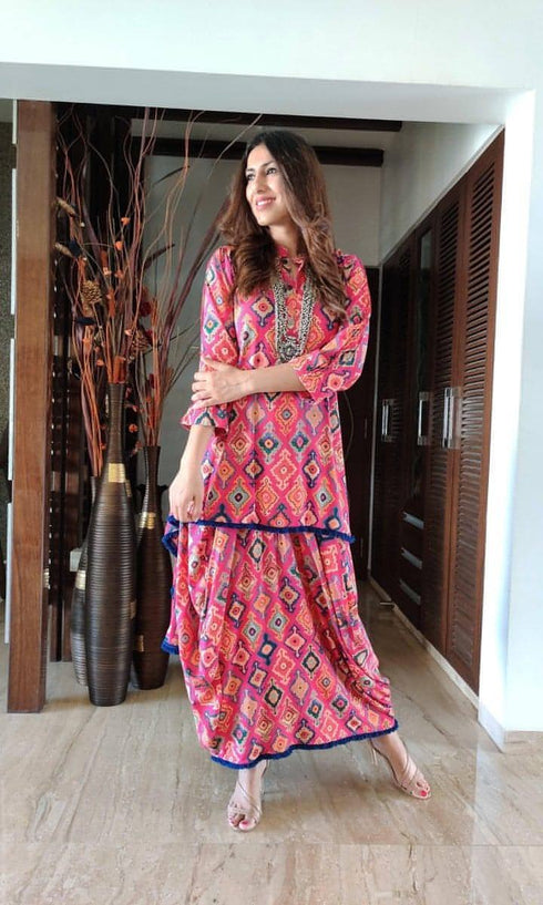 Pink Dhoti Skirt Dress